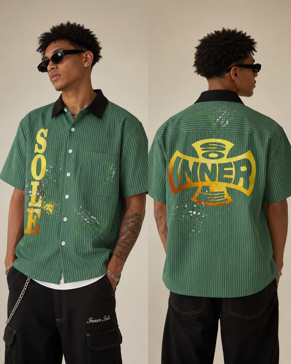 "The Sole Club" Striped Boxy Shirt