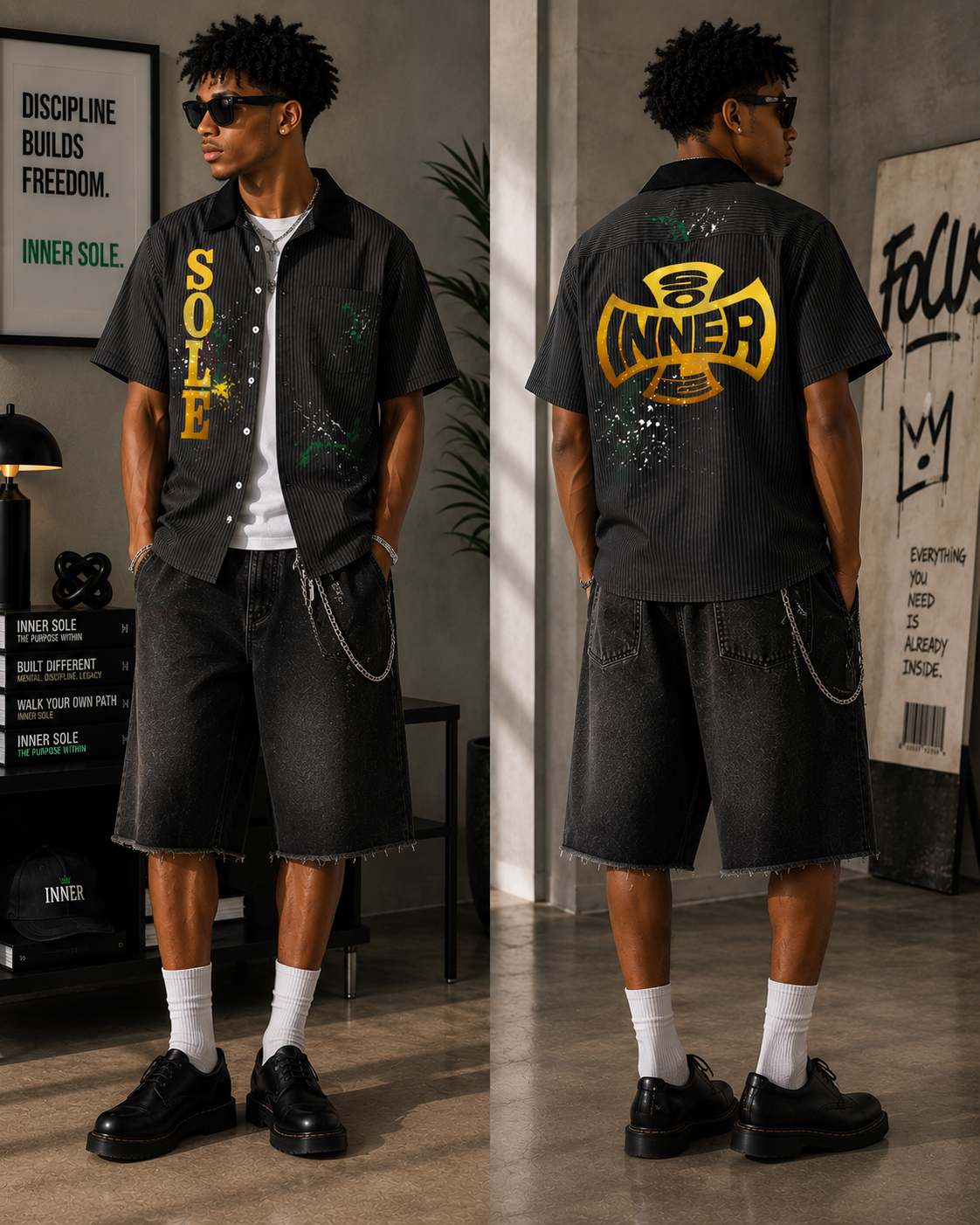 "The Sole Club" Striped Boxy Shirt