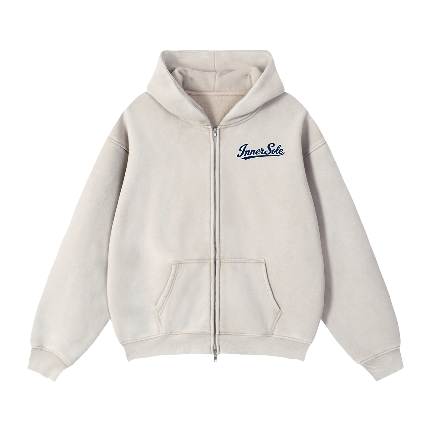 Zip-Through Boxy Fleece Hoodie