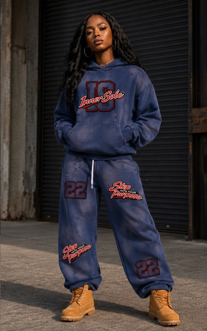 "Step Into Your Purpose" Wide Leg Fleece Sweatpants